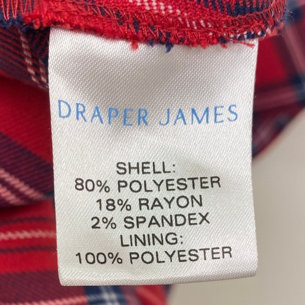 Draper James, Red Navy Tartan Plaid Short Sleeve Belted Dress DRW0601P Size 16 - Picture 8 of 9
